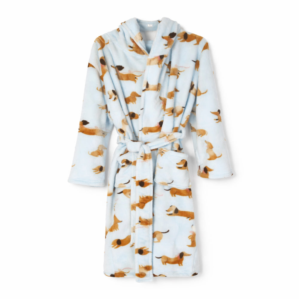 K&Co. Petal Series Printed Dressing Gown - HAPPY PUPS BLUE